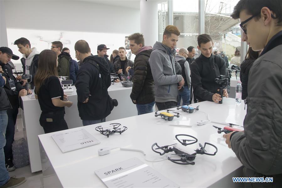 HUNGARY-BUDAPEST-CHINA-DRONE-DJI-SHOP-OPENING