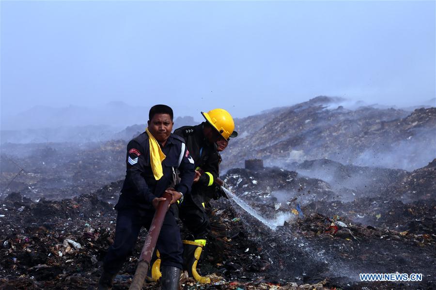 MYANMAR-YANGON-DUMP FIRE