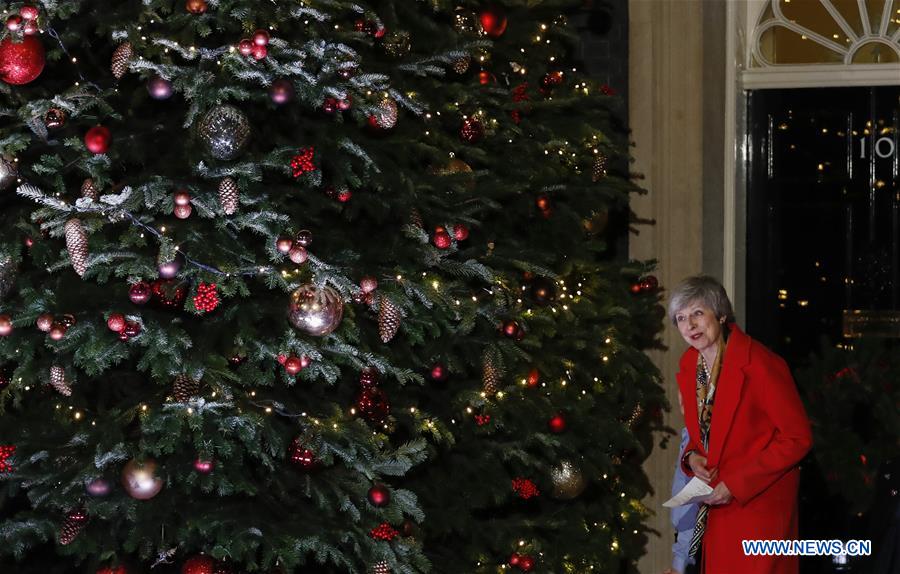 BRITAIN-LONDON-THERESA MAY-CHRISTMAS TREE LIGHT-SWITCH ON