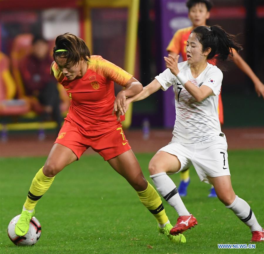 (SP)CHINA-WUHUA-FOOTBALL-WOMEN-CHINA VS SOUTH KOREA (CN)