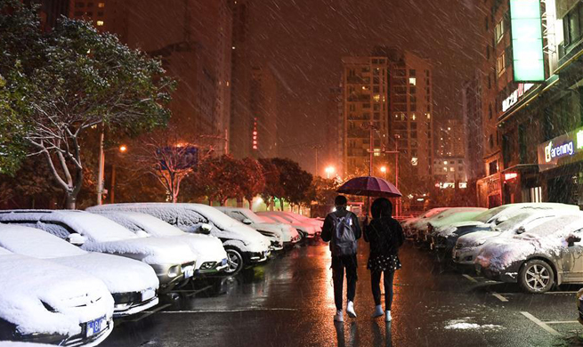 Snow falls in NW China's Xining