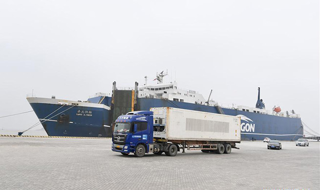 Freighter arrives at port in Pingtan after direct sea freight route opens between Kaohsiung, Pingtan