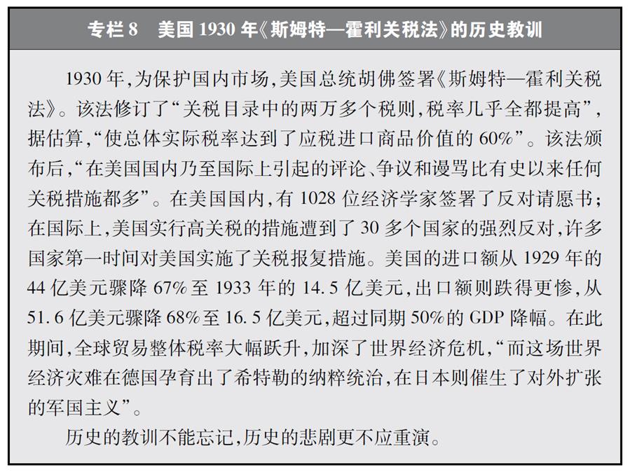 （圖表）[“中美經(jīng)貿(mào)摩擦”白皮書]專欄8 美國(guó)1930年《斯姆特—霍利關(guān)稅法》的歷史教訓(xùn)