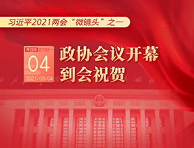 習近平2021兩會“微鏡頭”之一：3月4日 政協(xié)會議開幕，到會祝賀