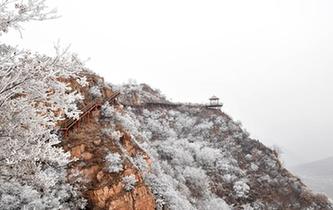 河南魯山阿婆寨景區(qū)現(xiàn)霧凇景觀(guān)